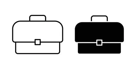 Briefcase icon in black and white. vector icon pack for websites Stock Illustration