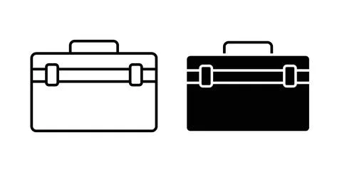 Briefcase icon in black and white. vector icon pack for websites Stock Illustration