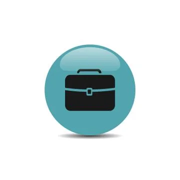 Briefcase icon on blue bubble and white background Stock Illustration