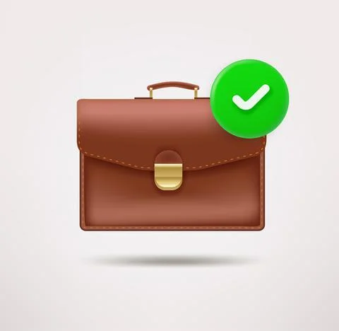 Briefcase icon with checkmark. 3d vector icon Stock-Illustration