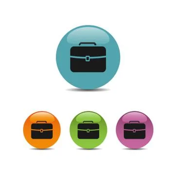 Briefcase icon on colored bubbles and white background Stock Illustration