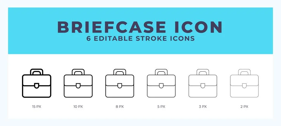 Briefcase icon with different stroke. Editable stroke. Vector illustration. Illustrazione stock