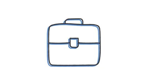 Briefcase icon with documents drawn by hand with a pencil in one line. Stock Footage 156734825
