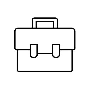 Briefcase icon. Flat pictogram for web. Line stroke. Simple bag symbol isolat Stock Illustration