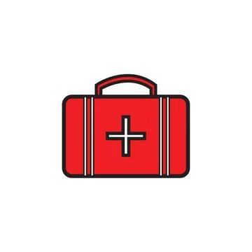 Briefcase icon in flat style with background. Stock Illustration