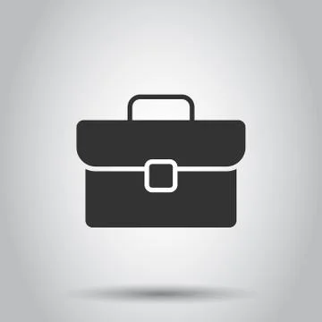 Briefcase icon in flat style. Businessman bag vector illustration on white is Stock Illustration