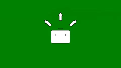 Briefcase icon green arrow pointing up to image credit card screen green Stock Footage 314068402