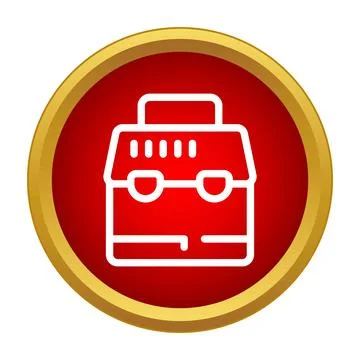 Briefcase icon with handle and clasps on a red circular background Illustration
