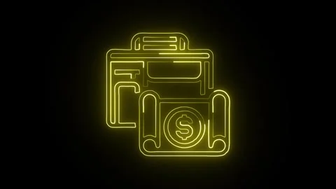 Briefcase Icon Isolated on Black Background, Business Work Neon Line Animat.. Vidéo 323731144