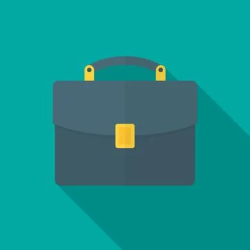 Briefcase icon with long shadow. Flat design style. Stock Illustration