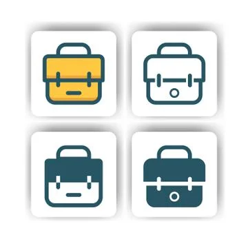 Briefcase icon for mobile, web, and presentation with flat color vector illus Ilustración de archivo