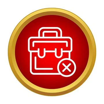 Briefcase icon with red reject cross Stock Illustration