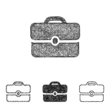Briefcase icon set - sketch line art イラスト素材