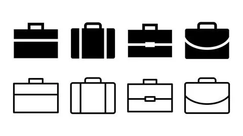 Briefcase icon set. suitcase icon. luggage symbol. Illustrazione stock