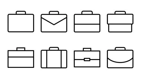 Briefcase icon set. suitcase icon. luggage symbol. Stock Illustration