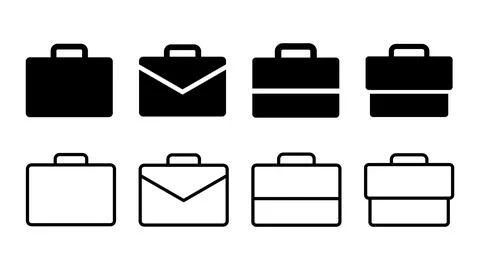 Briefcase icon set. suitcase icon. luggage symbol. Illustrazione stock