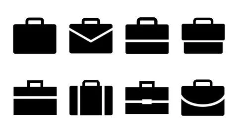 Briefcase icon set. suitcase icon. luggage symbol. Illustrazione stock