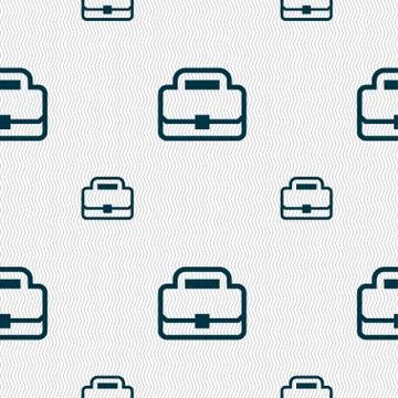 Briefcase icon sign. Seamless pattern with geometric texture. Vector Stock Illustration