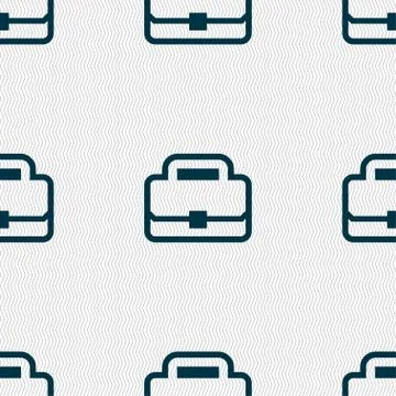 Briefcase icon sign. Seamless pattern with geometric texture. Vector Stock Illustration