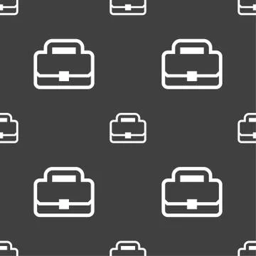 Briefcase icon sign. Seamless pattern on a gray background. Vector Illustrazione stock