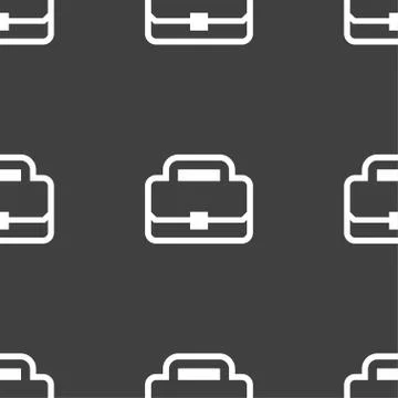 Briefcase icon sign. Seamless pattern on a gray background. Vector Stock Illustration