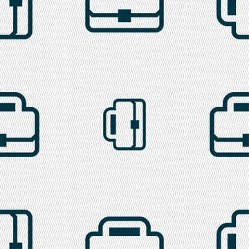 Briefcase icon sign. Seamless pattern with geometric texture. Stock Illustration
