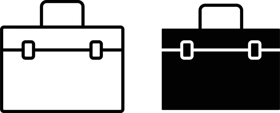 Briefcase icon silhouette vector set. thin line pack Stock Illustration