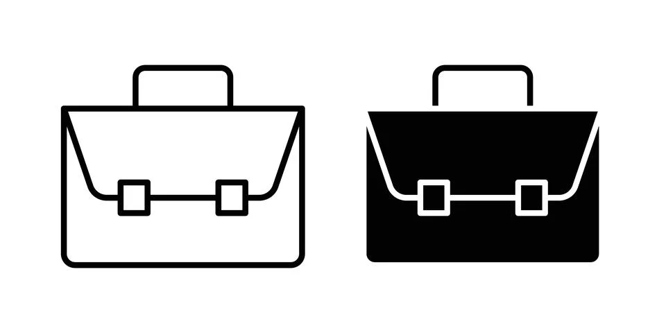 Briefcase icon solid, line, and editable vector set.. Stock Illustration