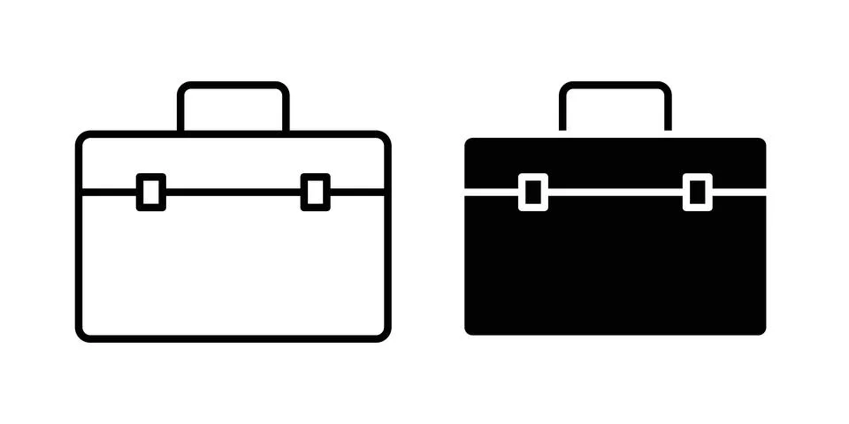 Briefcase icon solid, line, and editable vector set. Stock Illustration