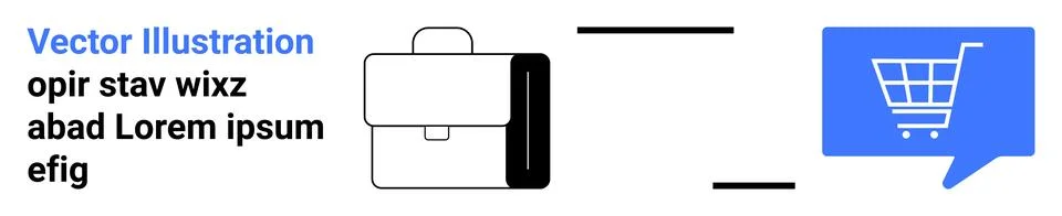 Briefcase icon split into black and white sections next to a speech bubble wi Stock Illustration