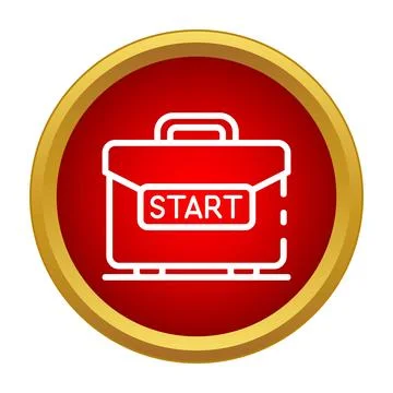 Briefcase icon with start button for business beginning Stock Illustration