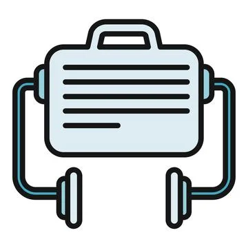 Briefcase icon with weights representing business strength Stock Illustration