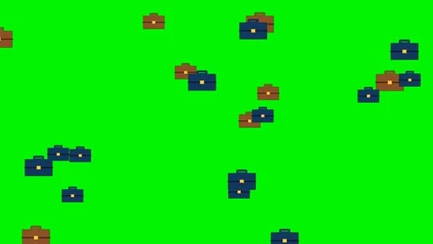Briefcase icons floating on green screen overlay 4K 스톡 동영상 337062548