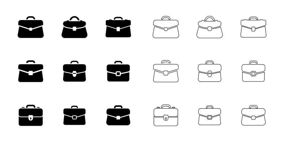 Briefcase icons set Stock Illustration