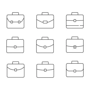 Briefcase icons set, linear style pictogram isolated on white. Stock Illustration