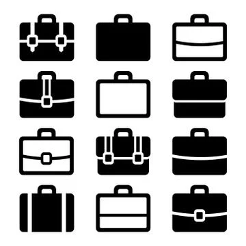 Briefcase Icons Set on White Background. Vector Stock Illustration