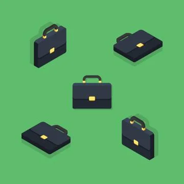 Briefcase Isometric &amp; Flat icon vector. Stock Illustration