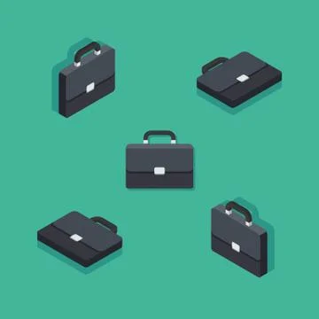 Briefcase Isometric &amp; Flat icon vector. Stock Illustration