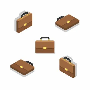 Briefcase Isometric &amp; Flat Shadow icon vector. Stock Illustration