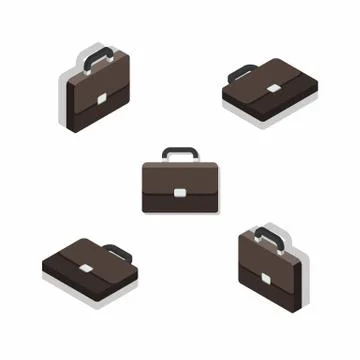 Briefcase Isometric &amp; Flat Shadow icon vector. Stock Illustration