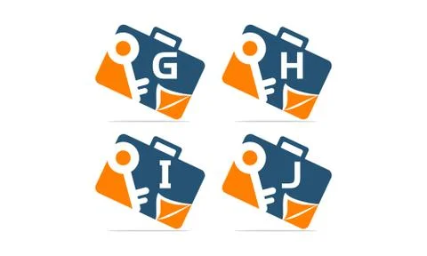 Briefcase Key Document Template Set Stock Illustration