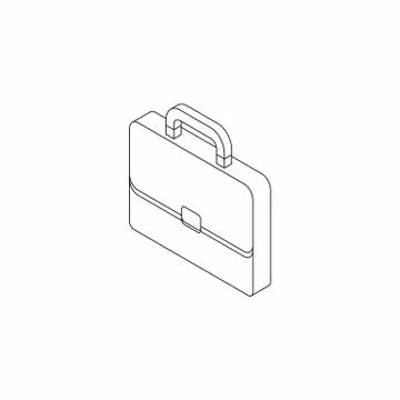 Briefcase left view Black Outline icon vector isometric. Stock Illustration