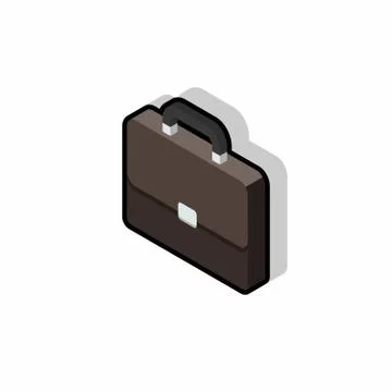 Briefcase left view Black Stroke and Shadow icon vector isometric. Stock Illustration