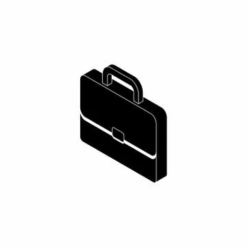Briefcase left view White Outline icon vector isometric. Stock Illustration