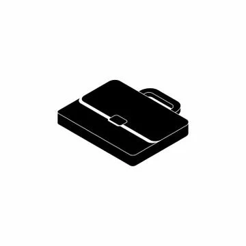 Briefcase left view White Outline icon vector isometric. Stock Illustration