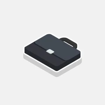 Briefcase left view White Stroke and Shadow icon vector isometric. Stock Illustration