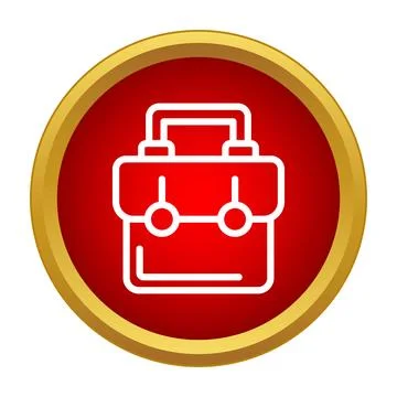 Briefcase line icon in a red circle button for business and travel Stock Illustration