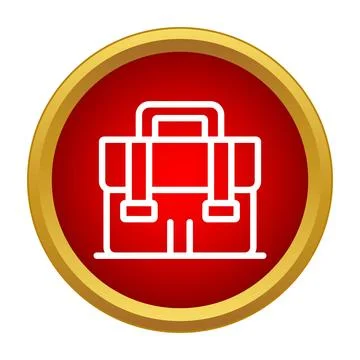 Briefcase line icon in a red circle with gold border Stock Illustration