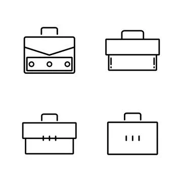 Briefcase Lineal Icon Symbol Vector. Black Outline Briefcase Icon Stock Illustration