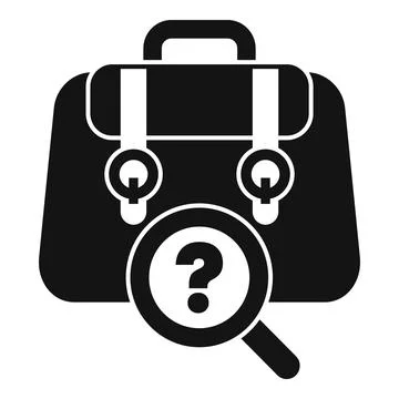 Briefcase with magnifying glass and question mark Stock Illustration